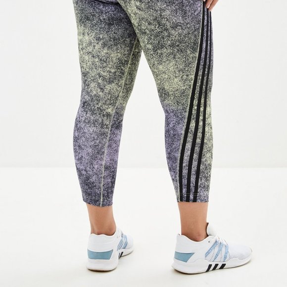 Adidas Fl9185 Plus Size 7/8 Plus  Tights Yellow Tint / Black - Picture 3 of 3